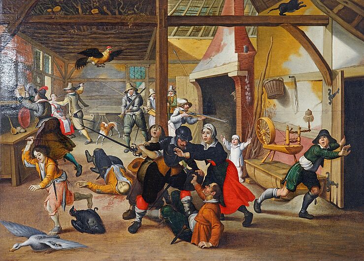 Sebastian Vrancx, „Söldner plündern einen Bauernhof“, Antwerpen, um 1620 