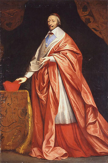 Philippe de Champagne, Kardinal Richelieu (1622-1642), nach 1650.  Die Leitung der französischen Politik lag von 1624 bis 1661 nacheinander in den Händen der Kardinäle Richelieu und Mazarin. Seine außenpolitische Hauptaufgabe sah Richelieu im Widerstand gegen Habsburg. (Inv.Nr. Gm 94/10)
