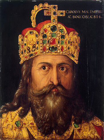 Albrecht Dürer: Idealbildnis Kaiser Karls des Großen (800-814), Nürnberg, 1514, Öl, Lindenholz Karl der Große gemalt von Albrecht Dürer