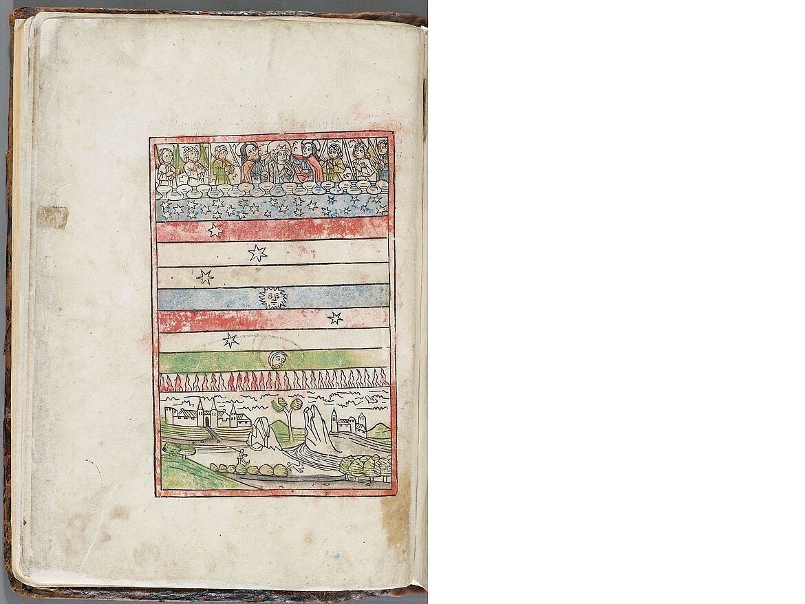 Konrad von Megenbergs „Buch der Natur“ wurde etwa hundert Jahre nach seinem Erscheinen bebildert. Zur Natur zählte er die Erde und alle Sphären des Kosmos  Konrad von Megenbergs „Buch der Natur“ wurde etwa hundert Jahre nach seinem Erscheinen bebildert. Zur Natur zählte er die Erde und alle Sphären des Kosmos