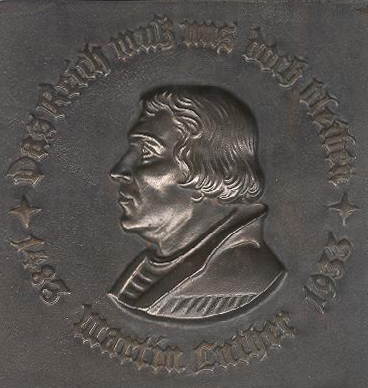 Portrait placard for the 450th anniversary of Luther’s birth, "Das Reich muss uns doch bleiben" (The Reich must remain ours), 1933 © DHM