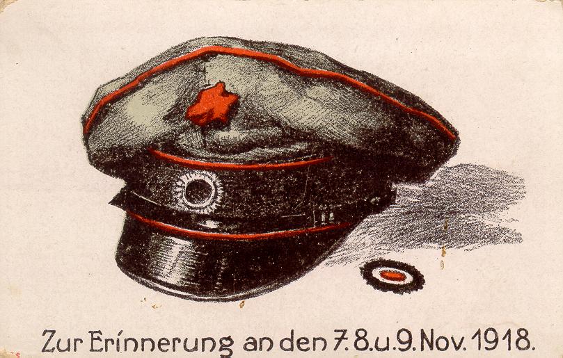 Zur Erinnerung an den 7. 8. u. 9. Nov. 1918, Postkarte zur Novemberrevolution, Deutsches Reich 1918 © Deutsches Historisches Museum