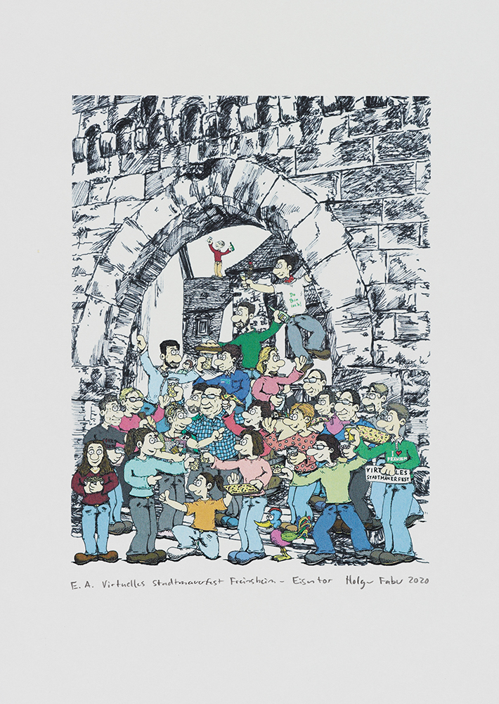 Cartoon for the Virtual City Wall Festival of Freinsheim, Holger Faber, 2020 © DHM