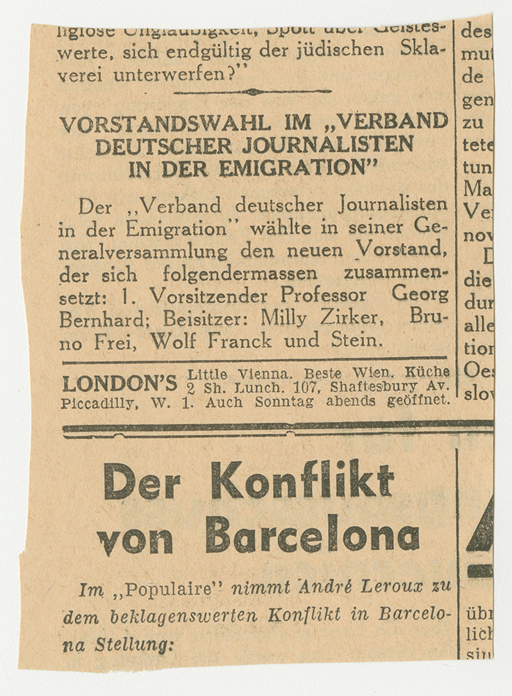Pariser Tageszeitung, 7. Mai 1937, S. 2, Berlin, Akademie der Künste, Maximilian-Scheer-Archiv, Maximilian Scheer 1130