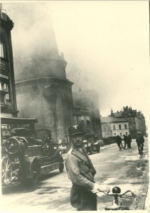 Leo Baeck Archives, Firemen fighting the fire at a Bamberg synagogue after Kristallnacht November Pogrom (Kristallnacht), Bamberg; Jewish Community Collection AR 2399, F 244