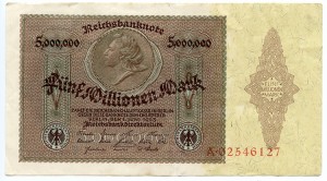 Reichsbanknote über 5 Millionen Mark, 1. Juni 1923