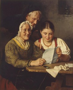 A Letter from America , Berthold Woltze, around 1860, Deutsches Historisches Museum