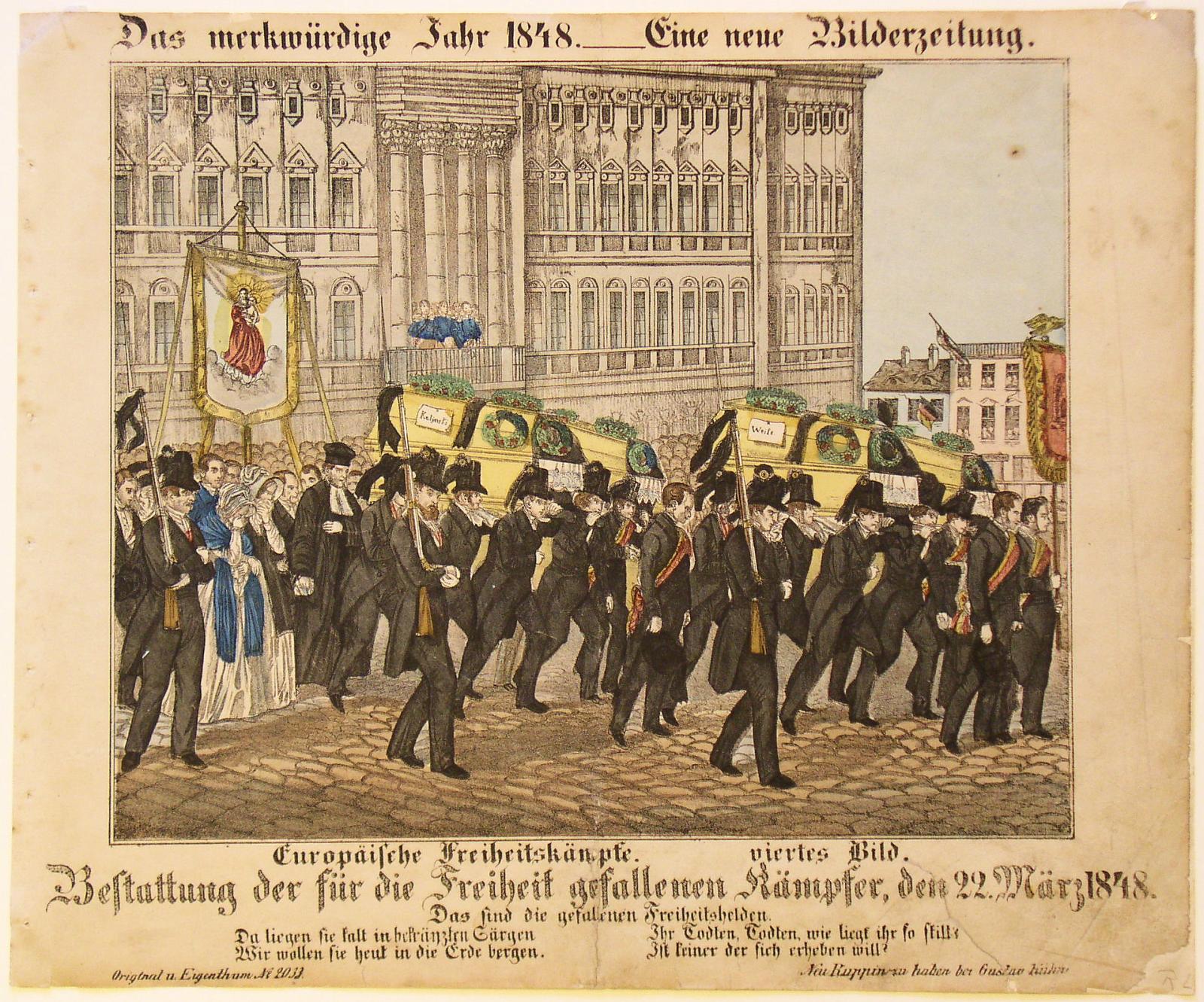 [Grafik: Bestattung der für die Freiheit gefallenen Kämpfer, den 22. März 1848]