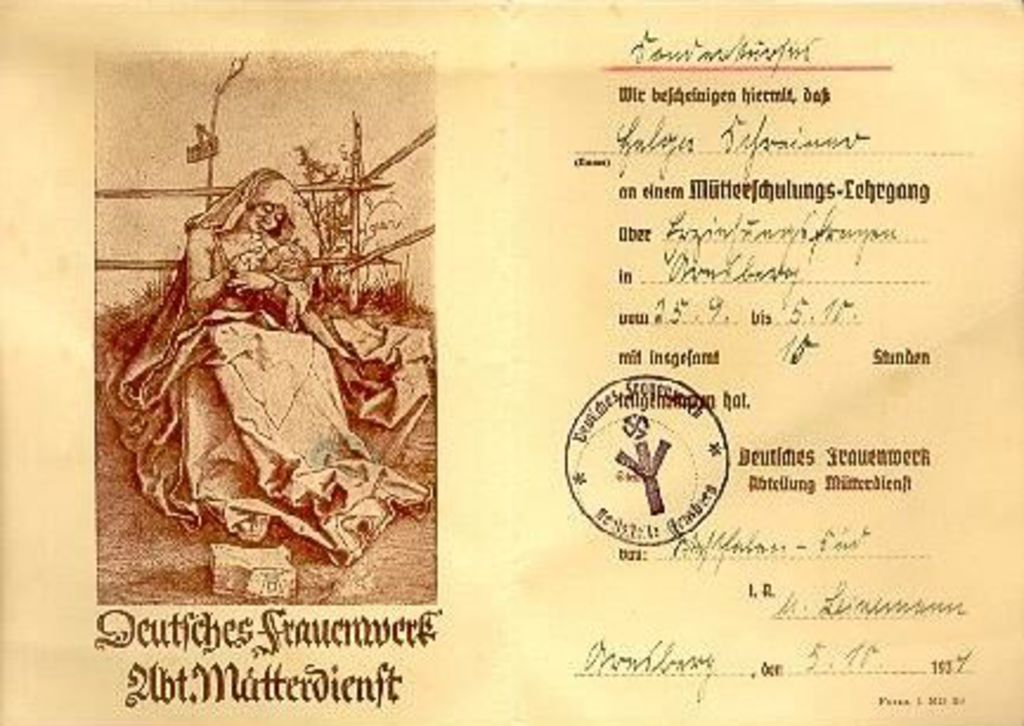 Exponat: Ausweis: Mütterschulungs-Lehrgang, 1939