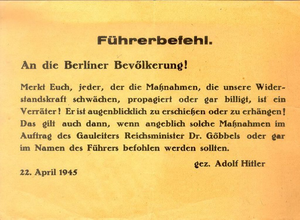 Exponat: Flugblatt: Führerbefehl, 1945