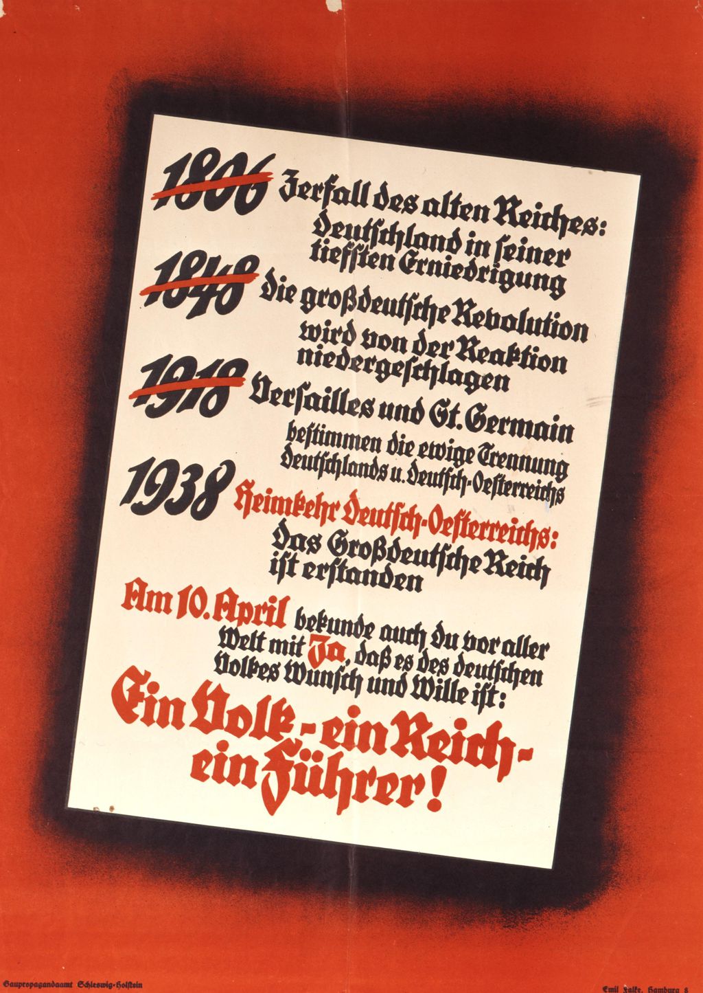 Exponat: Wahlplakat: "Ein Volk-ein Reich-ein Führer", 1938