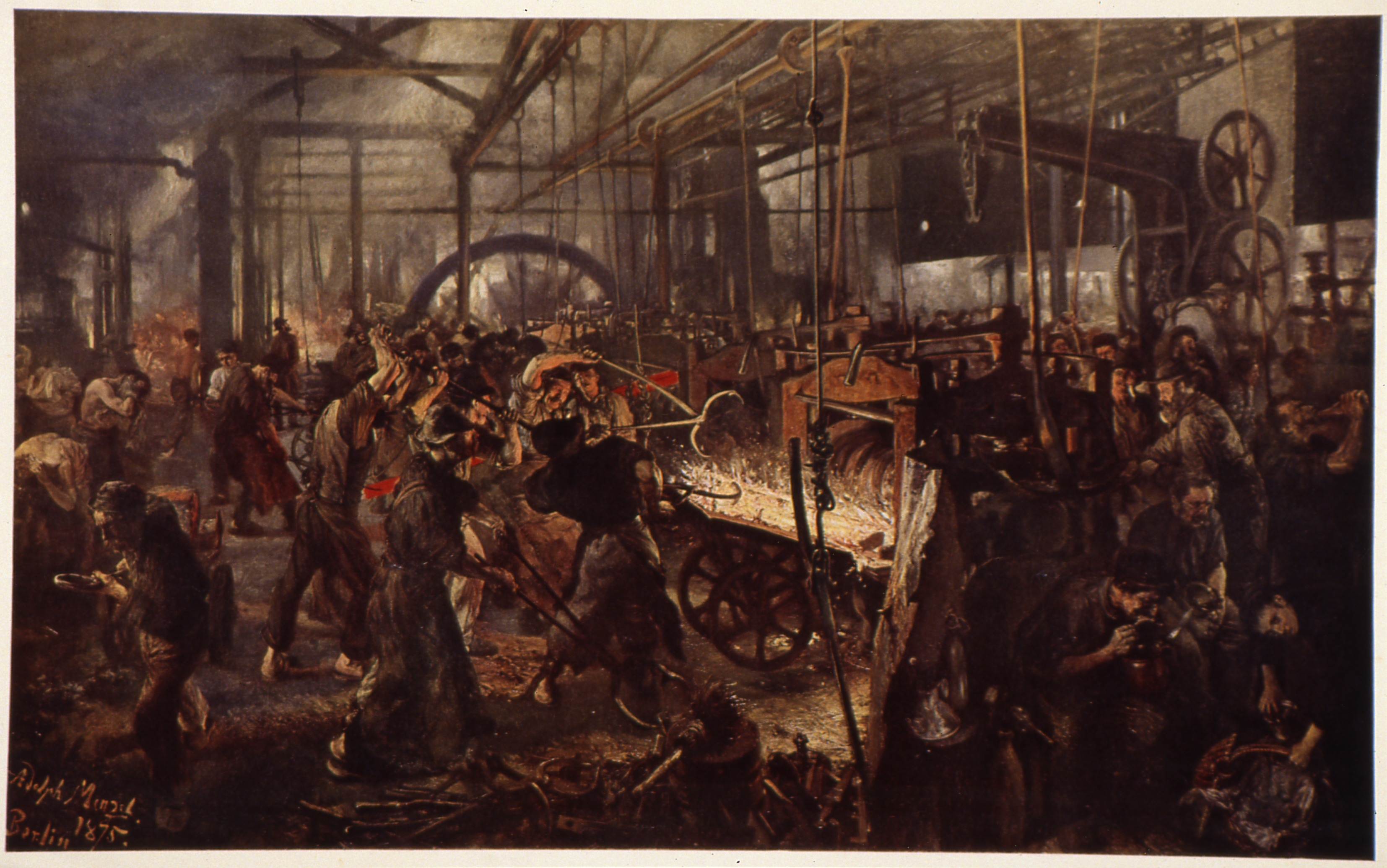 Gemälde: Das Eisenwalzwerk, 1875