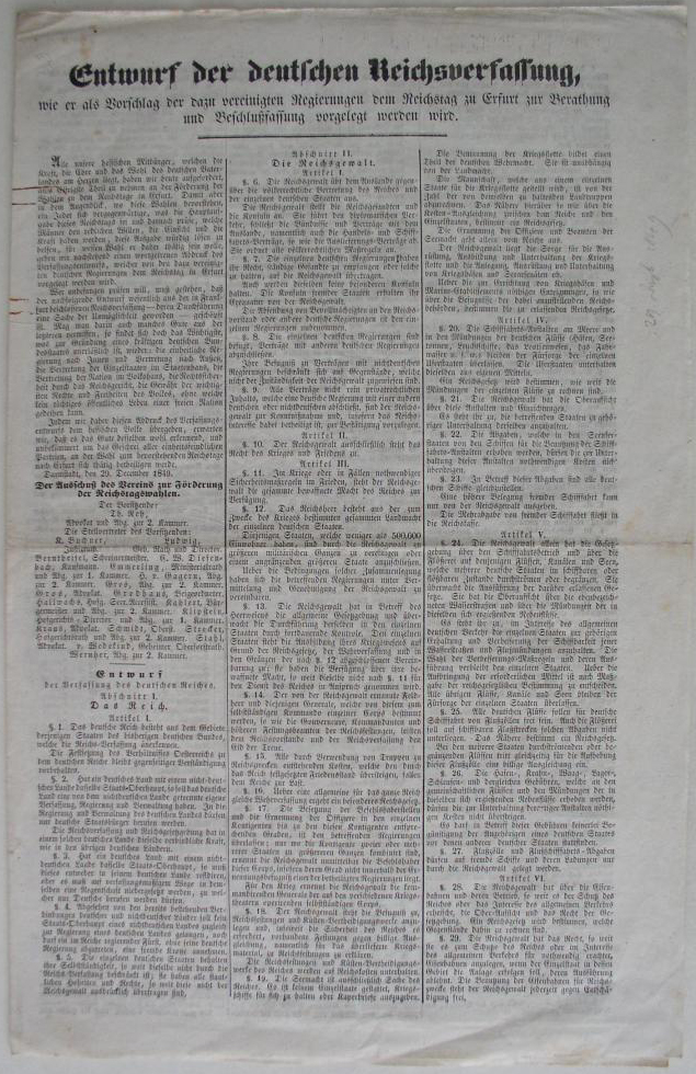 [Druckschrift: Entwurf der deutschen Reichsverfassung, 29.12.1849]
