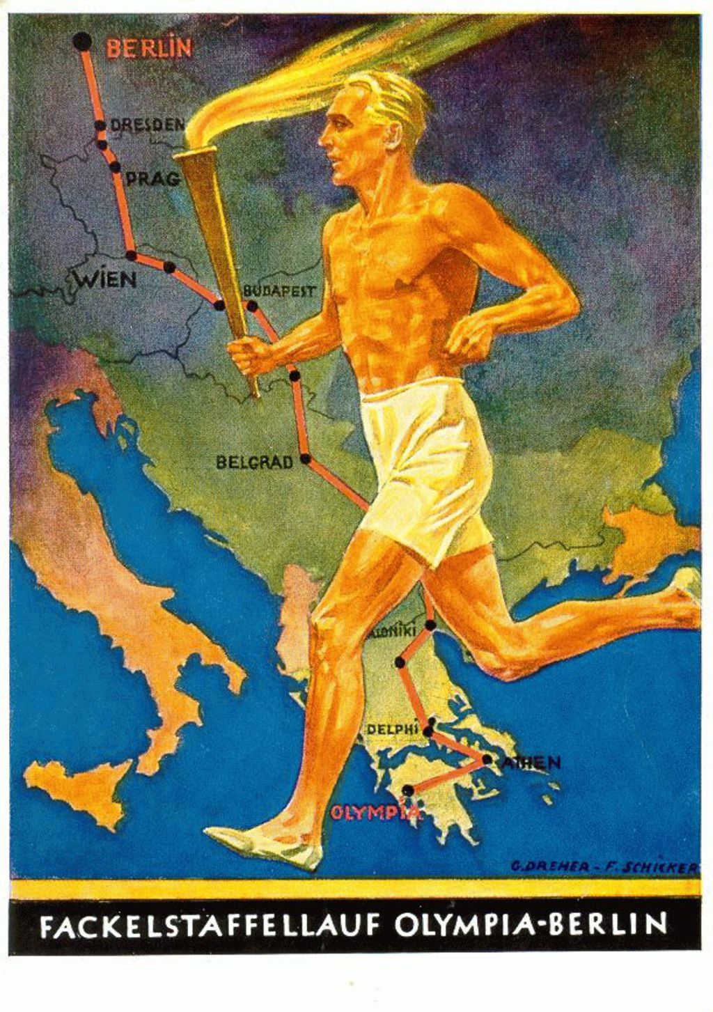 Exponat: Postkarte: Olympischer Fackellauf, 1936