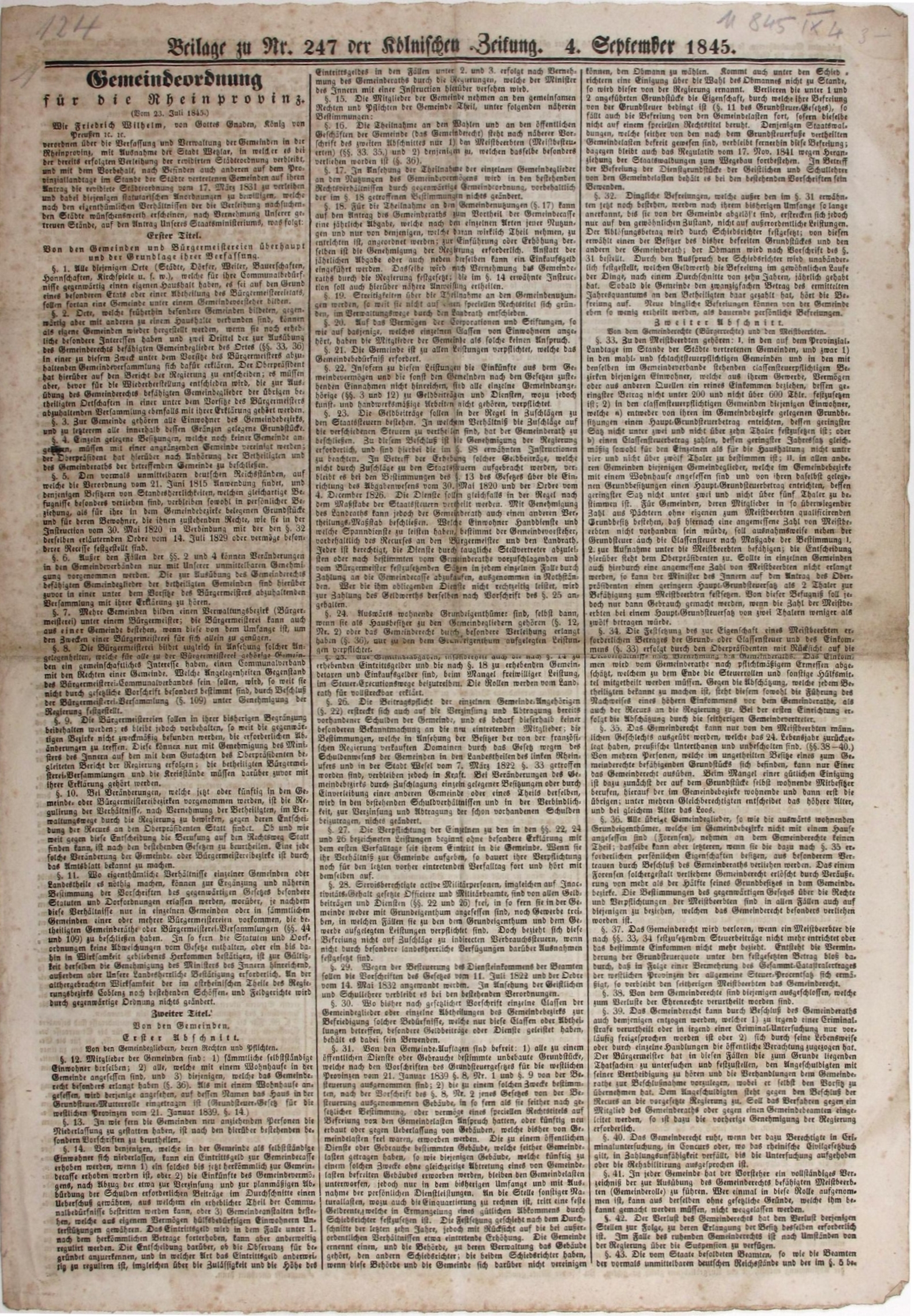 LeMO Objekt Gemeindeordnung für die Rheinprovinz