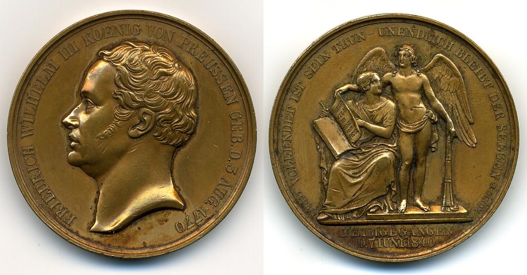 Medaille auf den Tod König Friedrich Wilhelm III. von Preußen, 1840