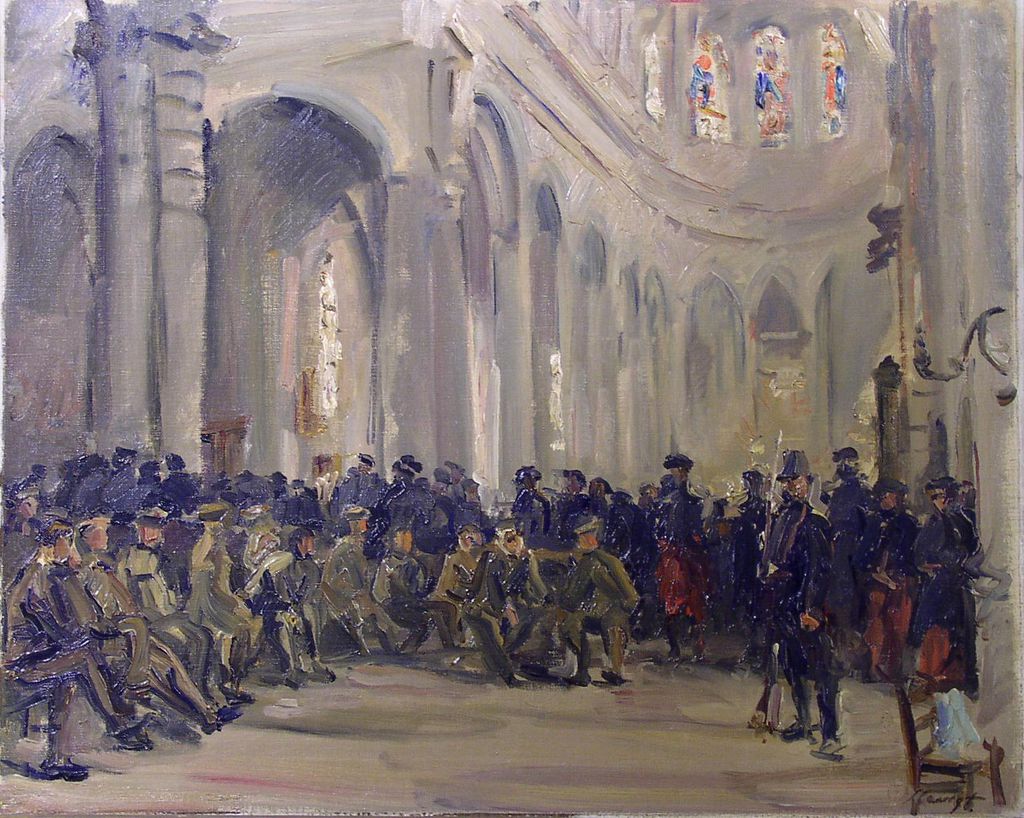 Gemälde: Max Slevogt, Verwundete Soldaten in der Kirche St. Pierre, Frankreich