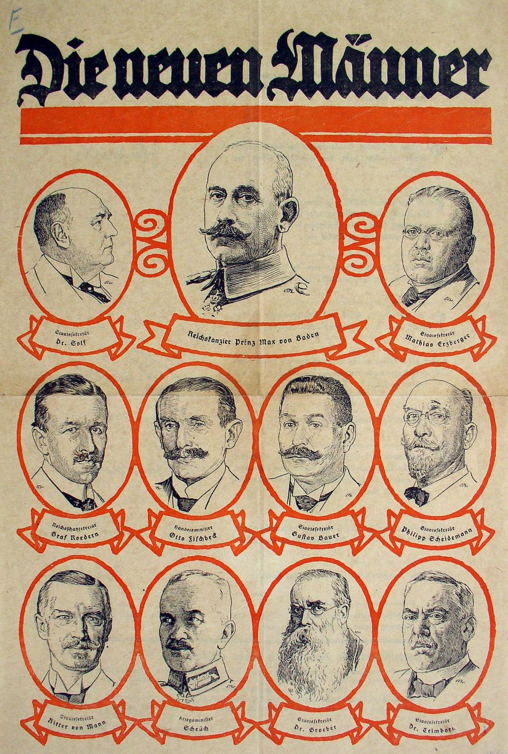 Illustrierter Sonderdruck mit Abbildungen der Mitglieder des Kabinetts von Prinz Max von Baden, 1918