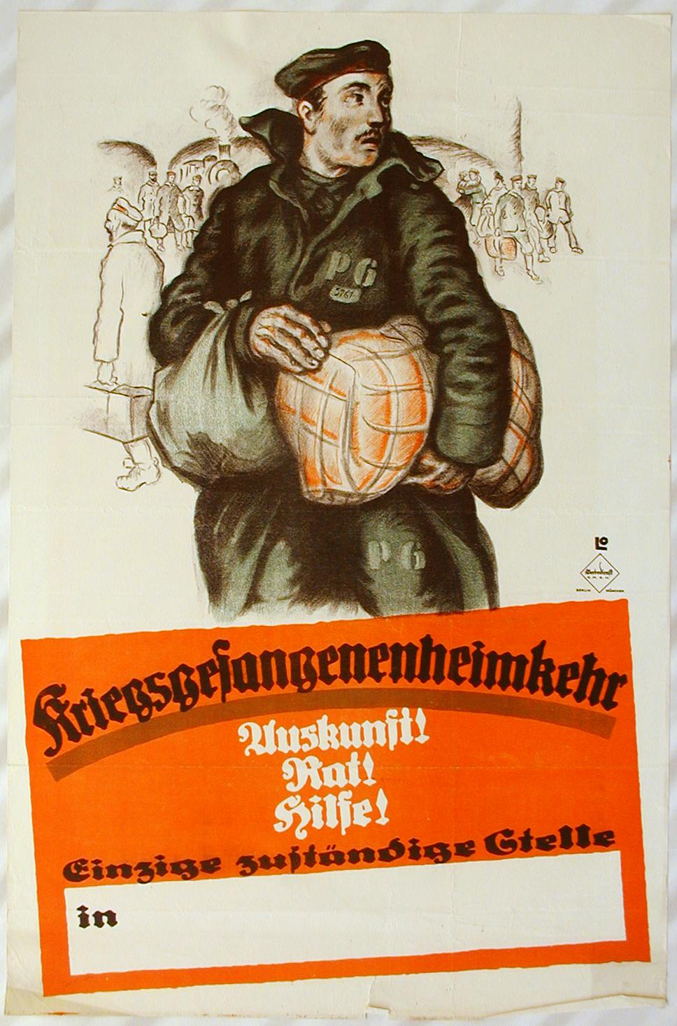 Exponat: Plakat: Hinweisplakat der Kriegsgefangenenheimkehr, um 1919