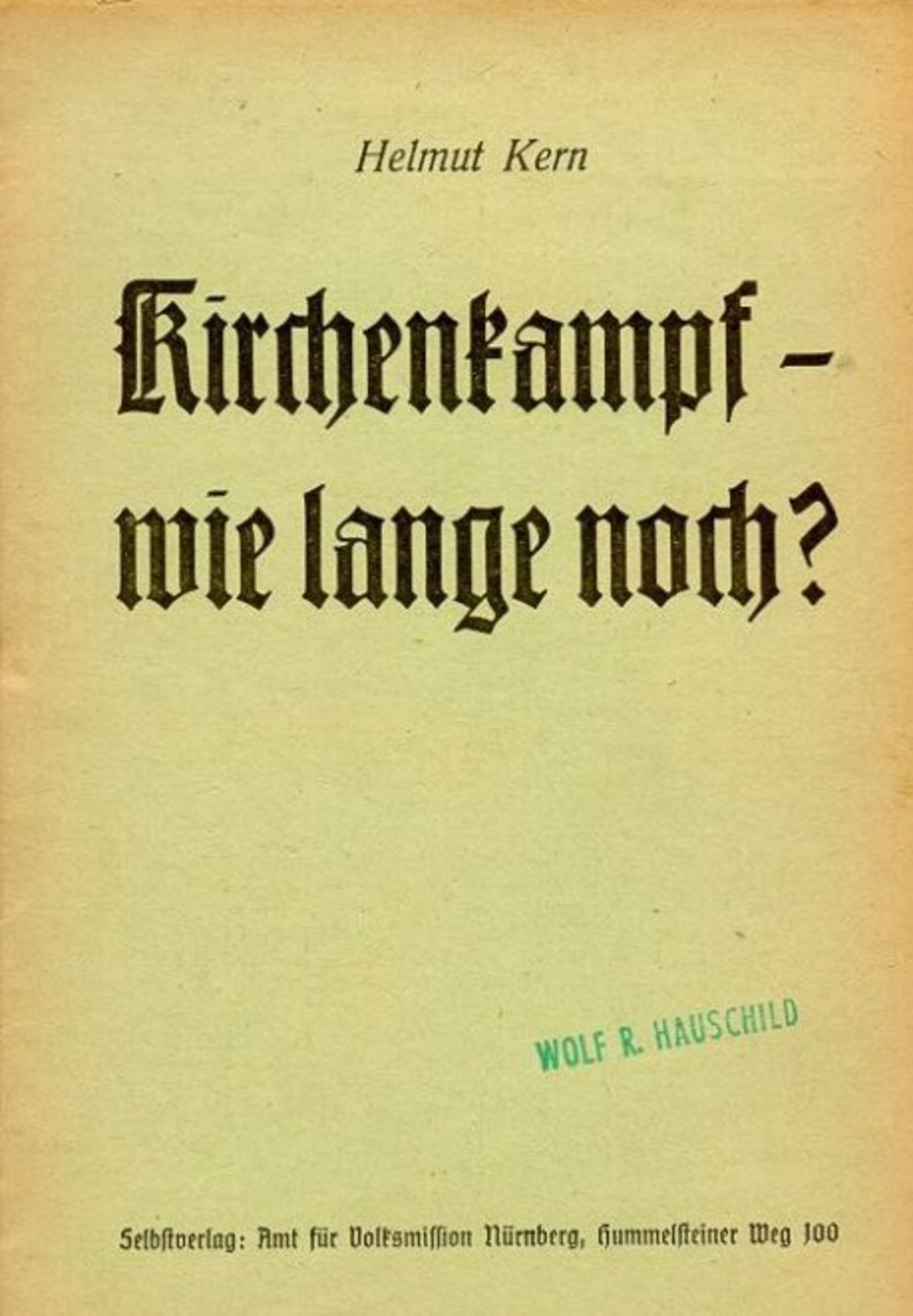 Exponat: Flugschrift: Kirchenkampf, um 1936