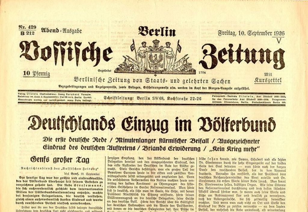 Zeitung: Vossische Zeitung, 1926