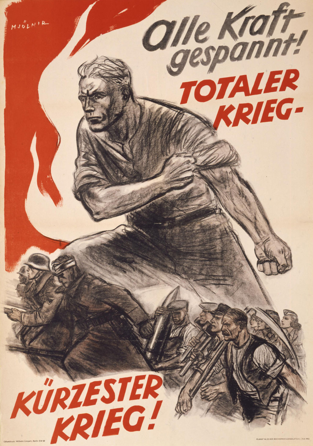 Exponat: Plakat: Alle Kraft gespannt! Totaler Krieg - Kürzester Krieg!, 1943/44