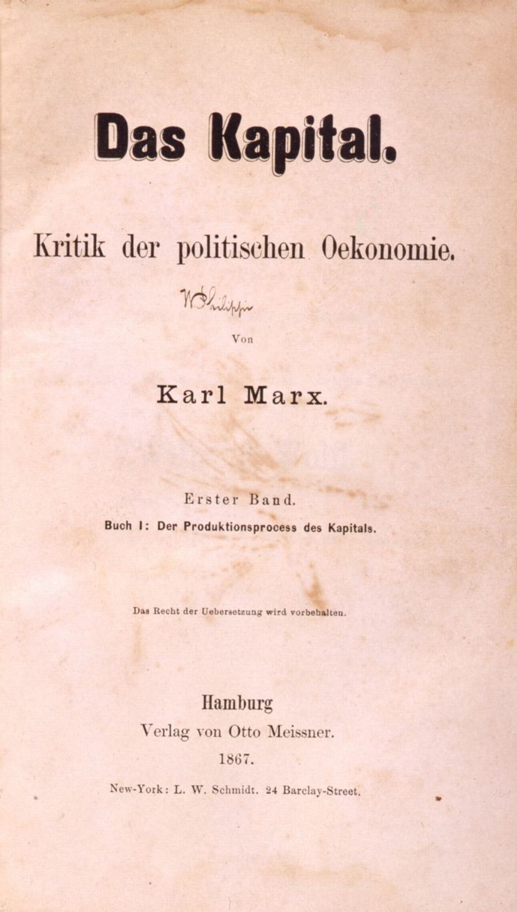 Buch: Karl Marx, Das Kapital, 1867