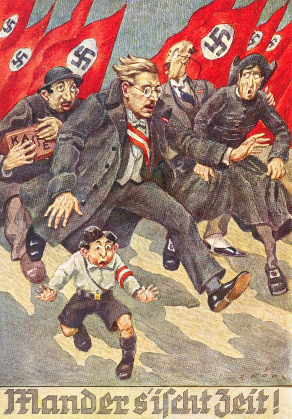 Exponat: Postkarte: "Mander s'ischt Zeit!", 1938