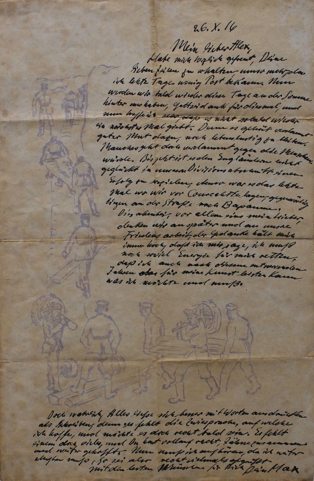Exponat: Handschrift: Brief von Max Pechstein an Alexander Gerbig, 1916
