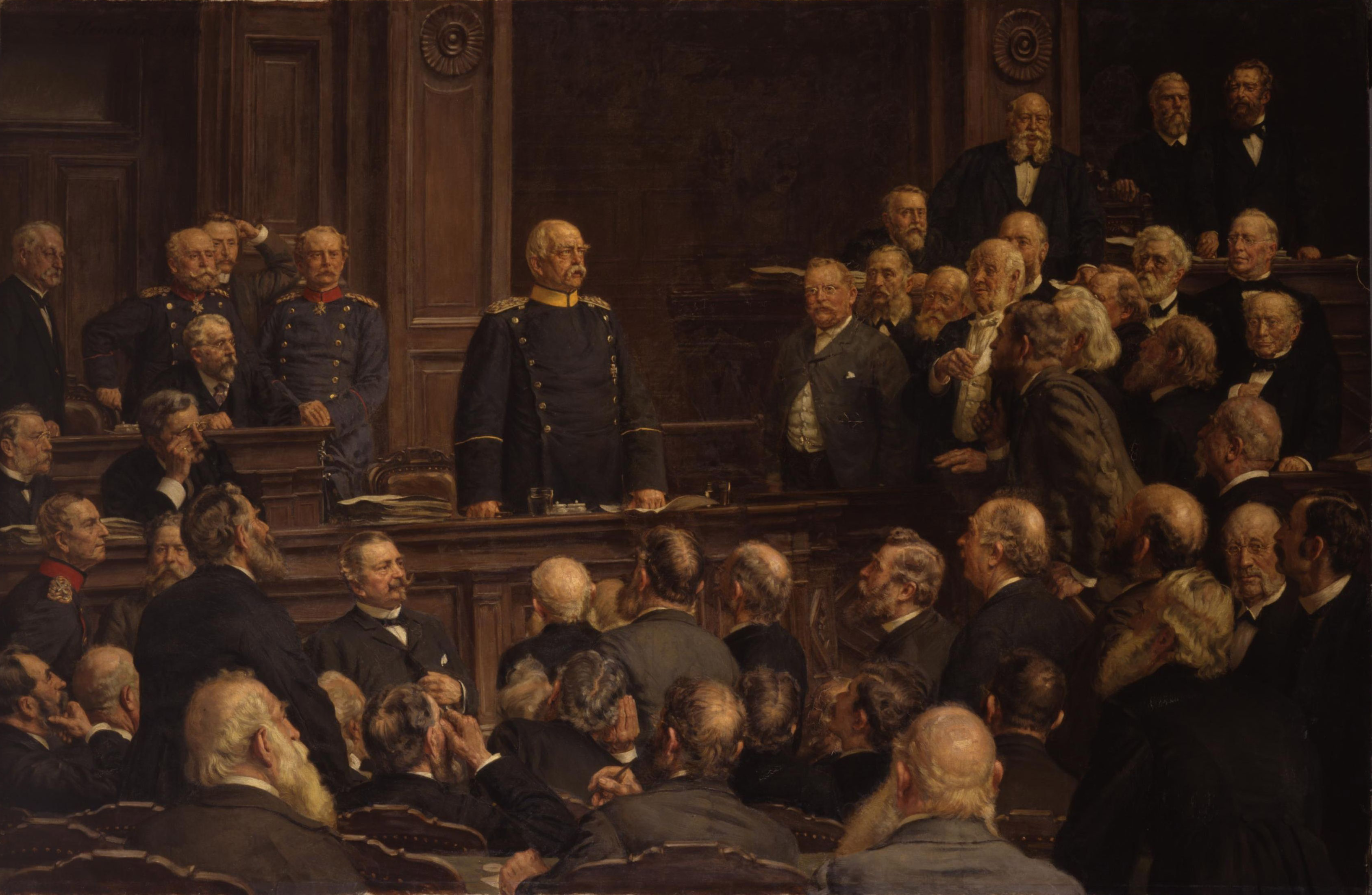 Gemälde: "Bismarck in der Reichstagssitzung vom 6. Februar 1888", 1901