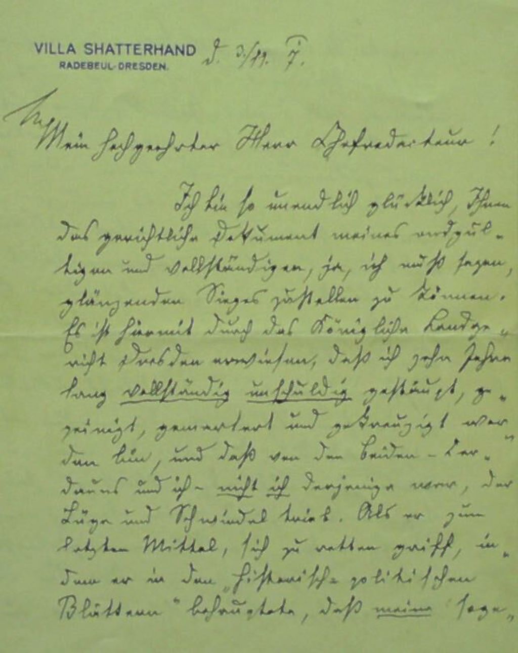 Exponat: Brief: May, Karl an eine Zeitung, 1907