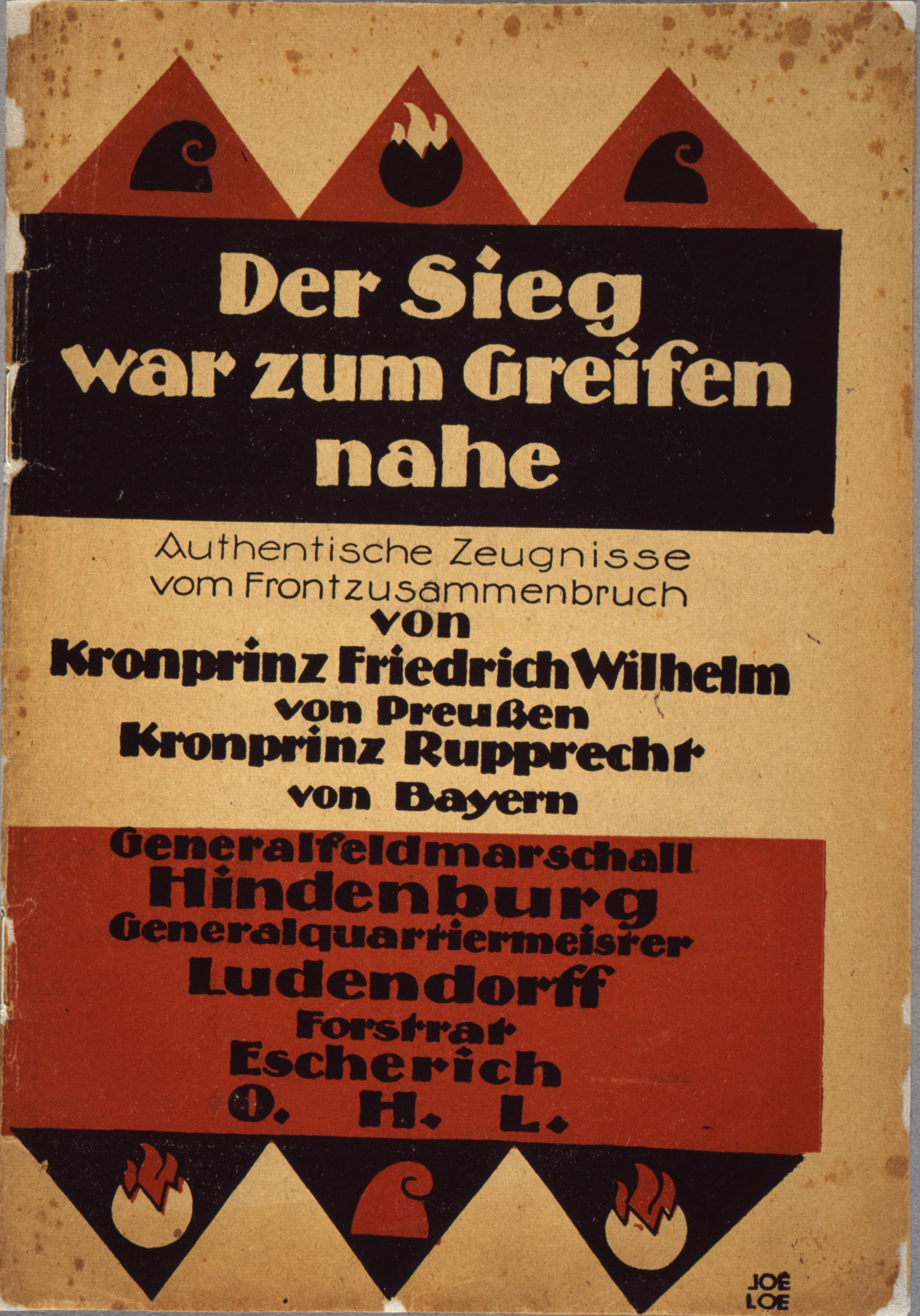Druckgut: Broschüre mit Stellungnahmen führender Militärs zur Niederlage Deutschlands im Ersten Weltkrieg