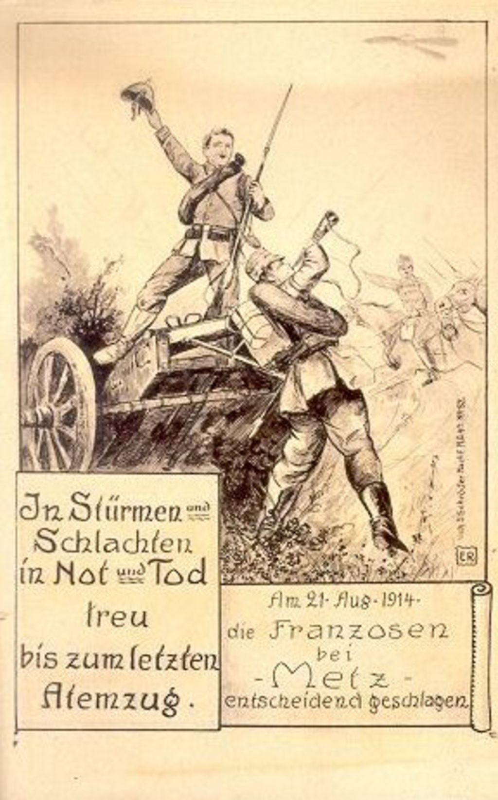 Exponat: Gedenkpostkarte zur Schlacht bei Metz 1914