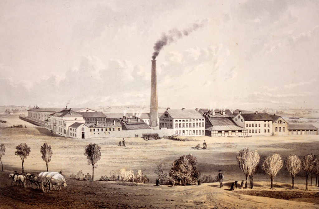 [Grafik: Industriegebiet Mülheim a. d. Ruhr, um 1855]