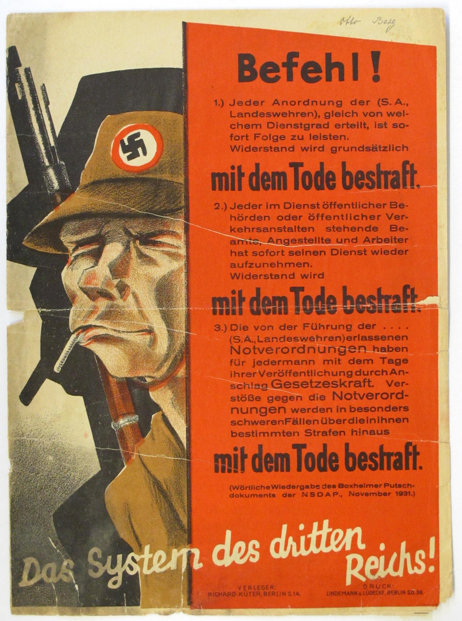 Flugschrift der SPD gegen die NSDAP und Aufruf zur preußischen Landtagswahl 1932