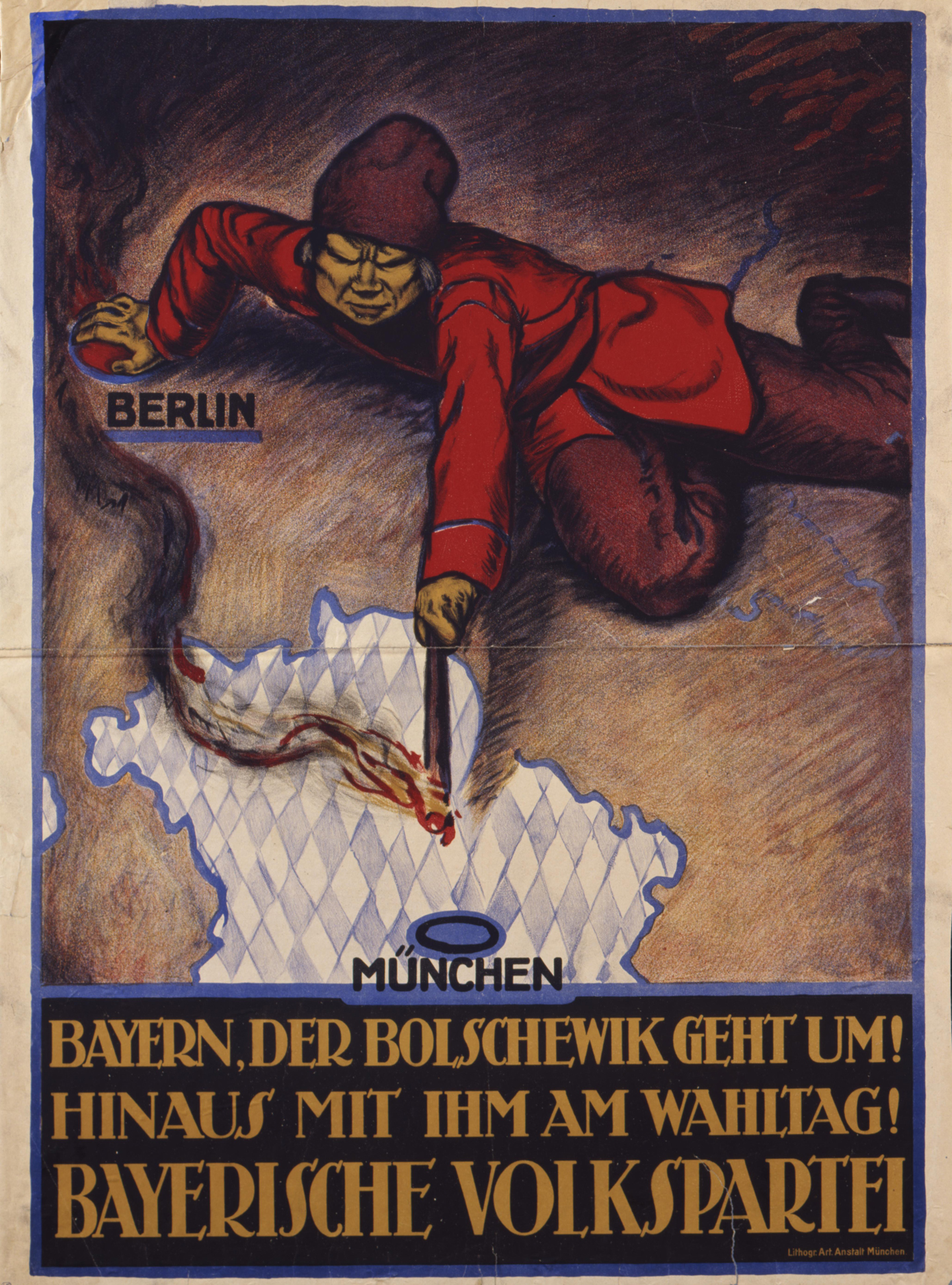 Wahlplakat der Bayerischen Volkspartei zu den Landtagswahlen 1919 in Bayern