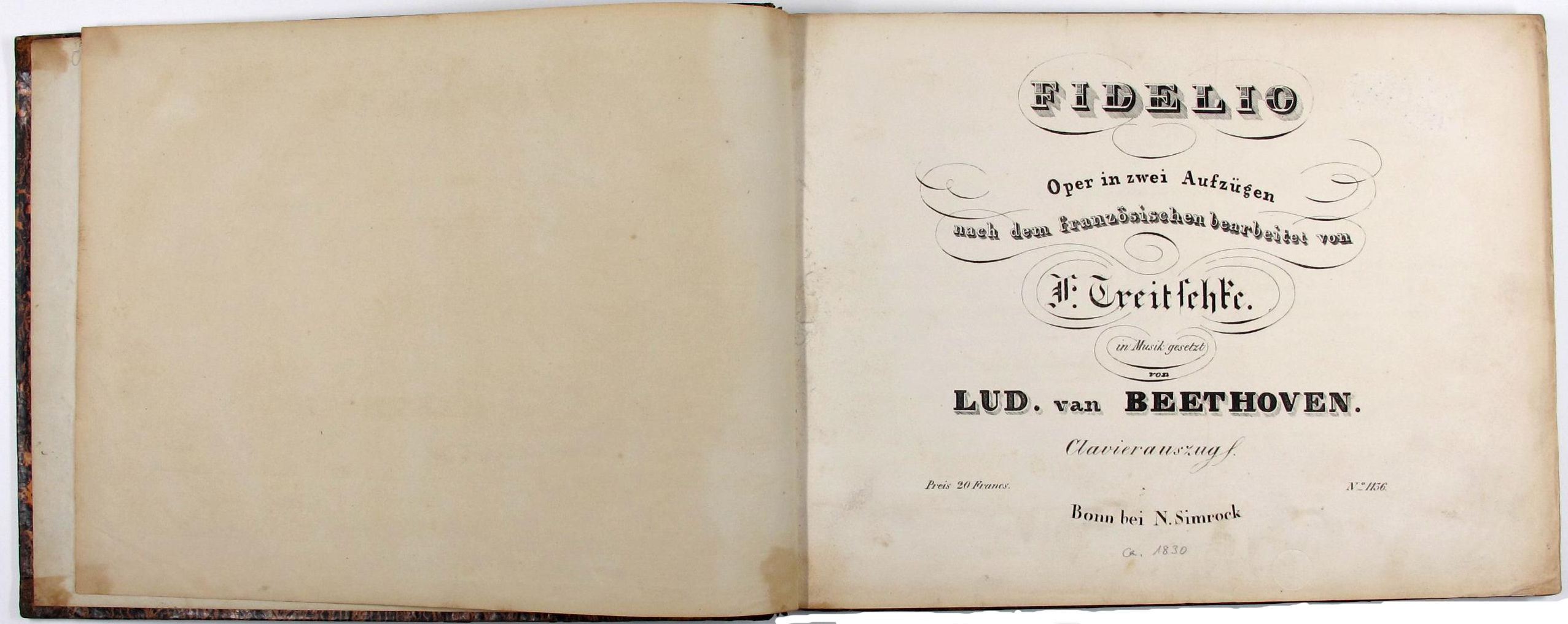 [Klavierbearbeitung der Oper "Fidelio" von Ludwig van Beethoven]