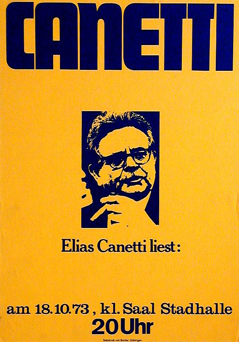 Plakat zur Lesung von Elias Canetti, 1973