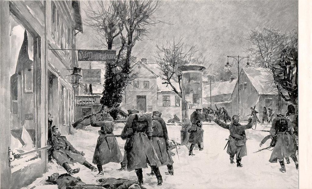 Exponat: Grafik: Die Vertreibung der Russen aus Memel, 1915