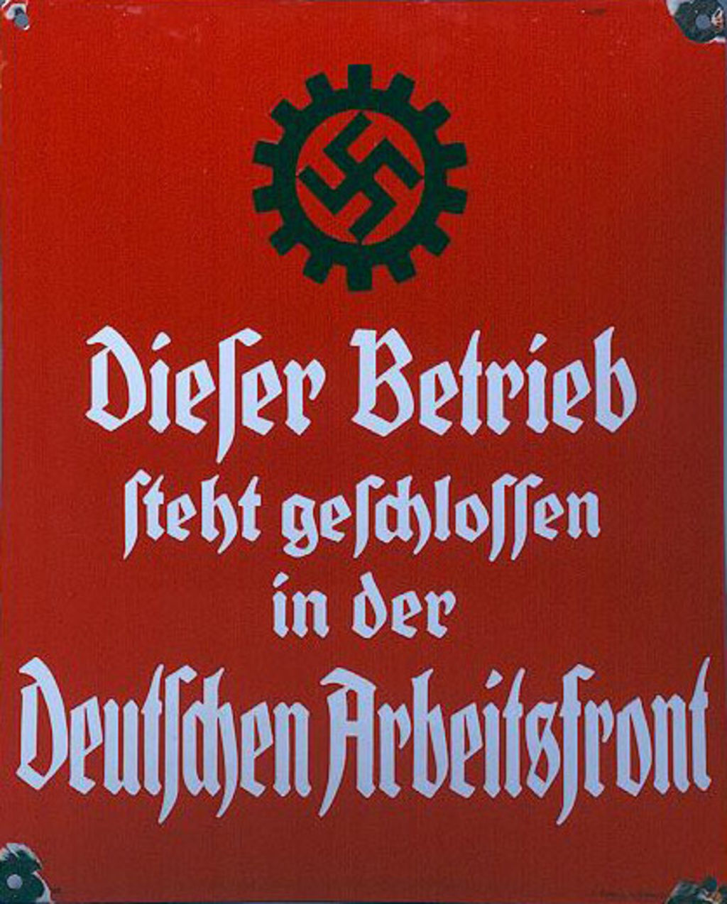 Exponat: Schild der Deutschen Arbeitsfront, nach 1933