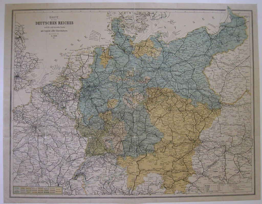 [Karte des neuen Deutschen Reiches und der angrenzenden Länder mit Angabe aller Eisenbahnen, 1871]