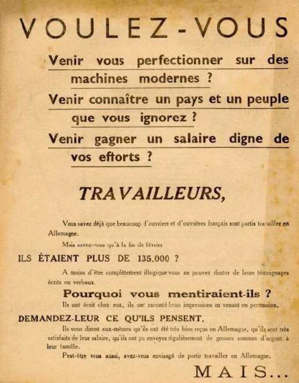 Exponat: Flugblatt: Aufruf der Vichy-Regierung, um 1942