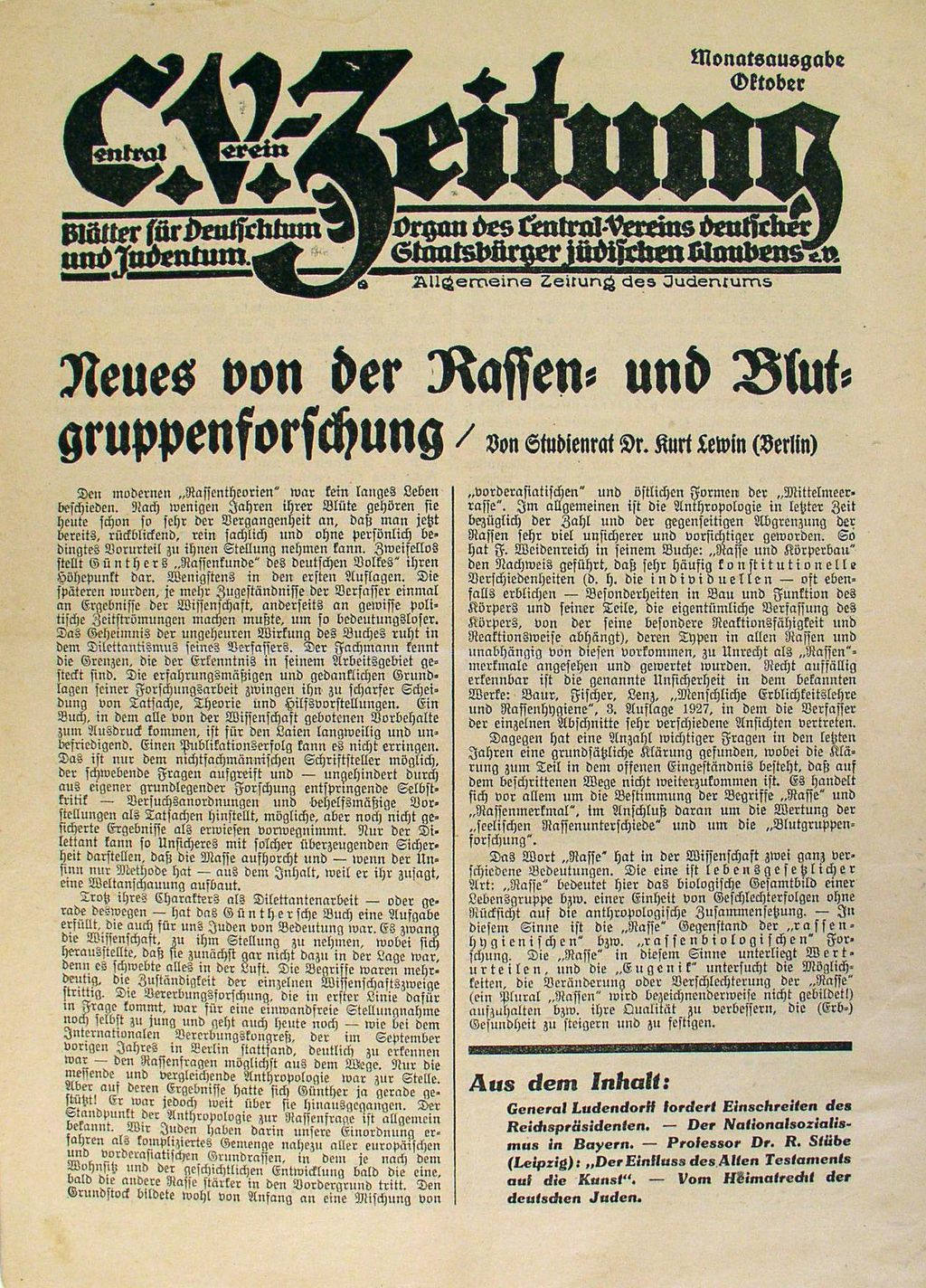 Exponat: Zeitung: Central-Vereins-Zeitung, 1928