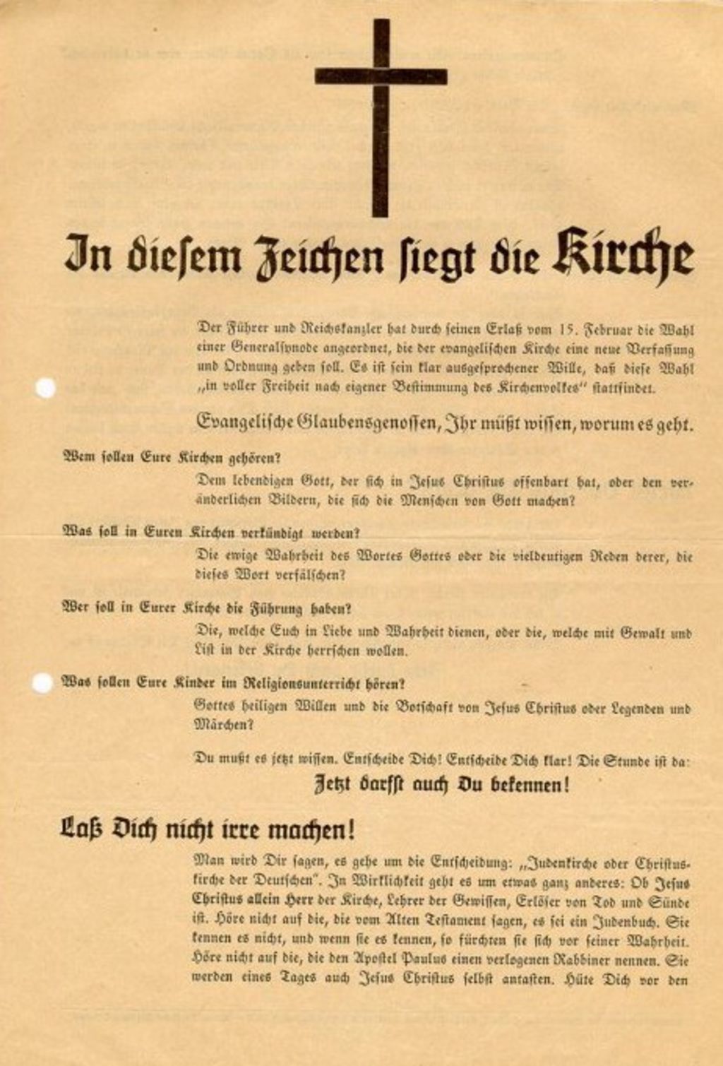 Exponat: Flugschrift: Bekennende Kirche, um 1934