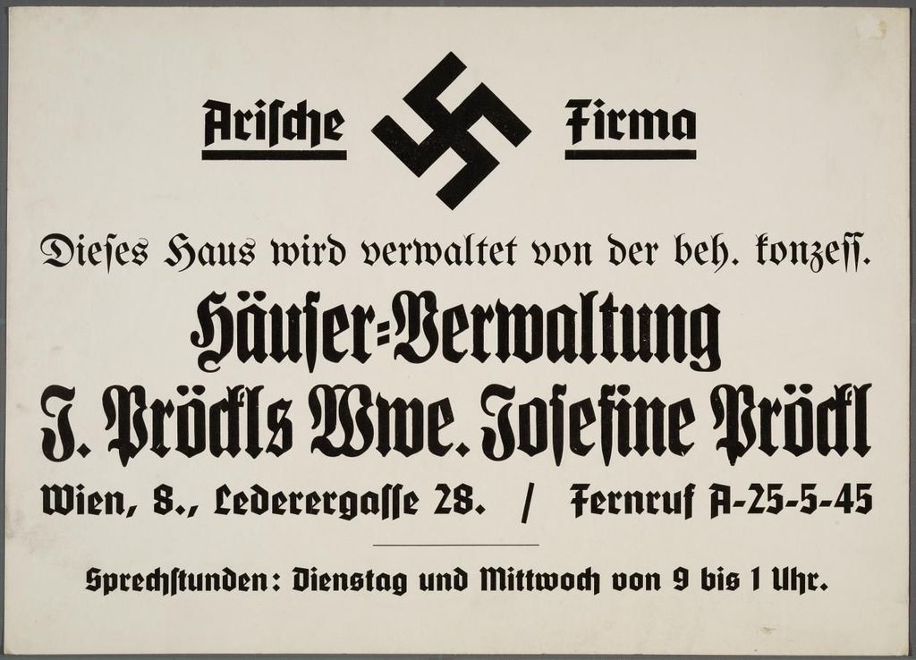 Maueranschlag: Arische Firma, 1939