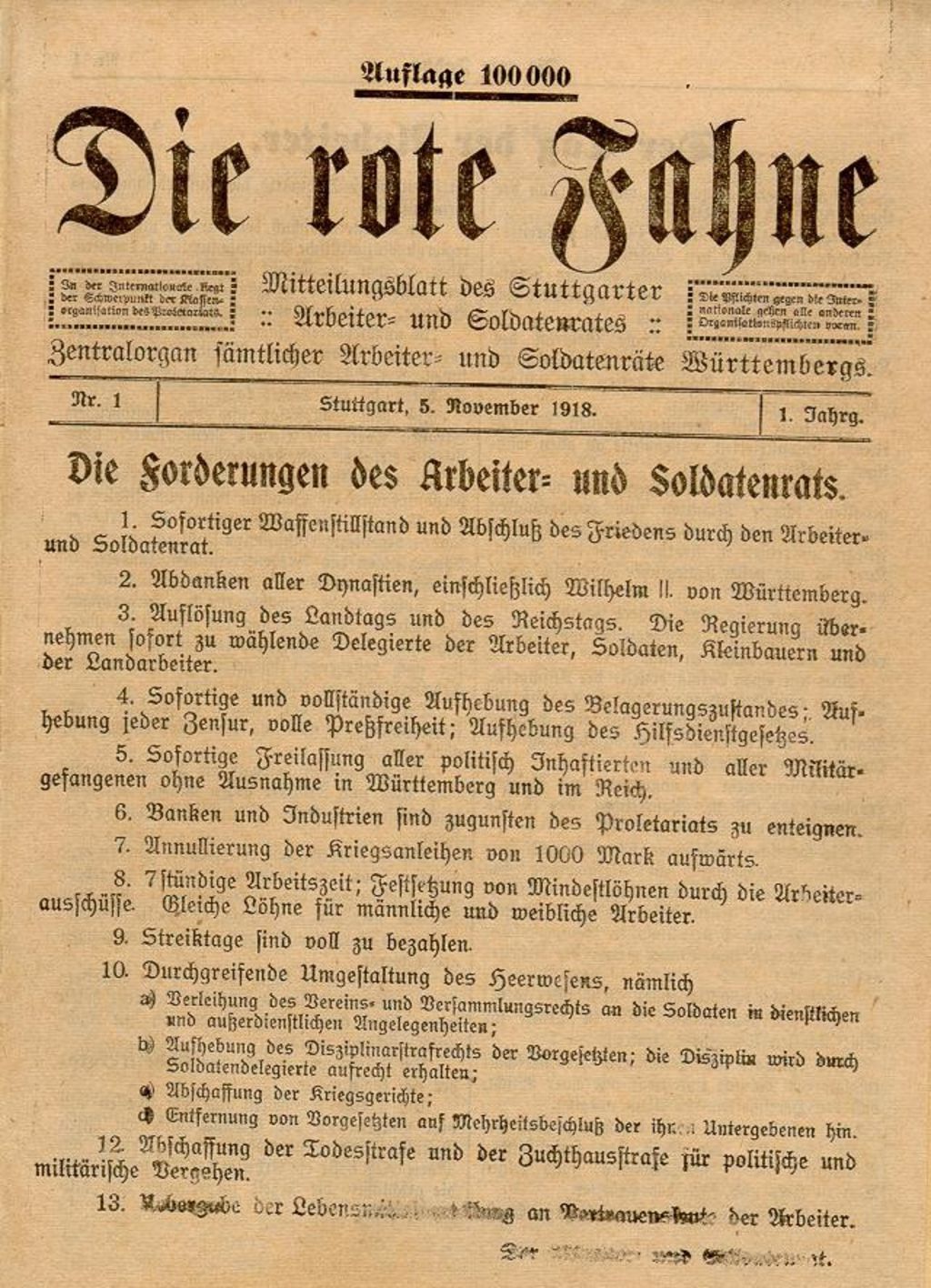 Zeitung: Rote Fahne, 1918