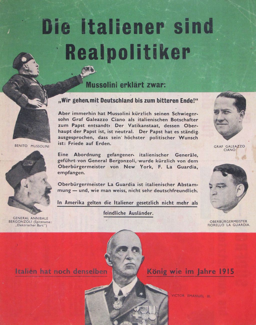 Exponat: Flugblatt: Die Italiener sind Realpolitiker, 1944