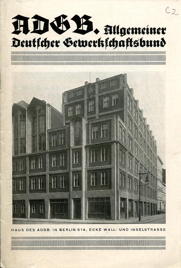 Exponat: Broschüre: Allgemeiner Deutscher Gewerkschaftsbund, 1926