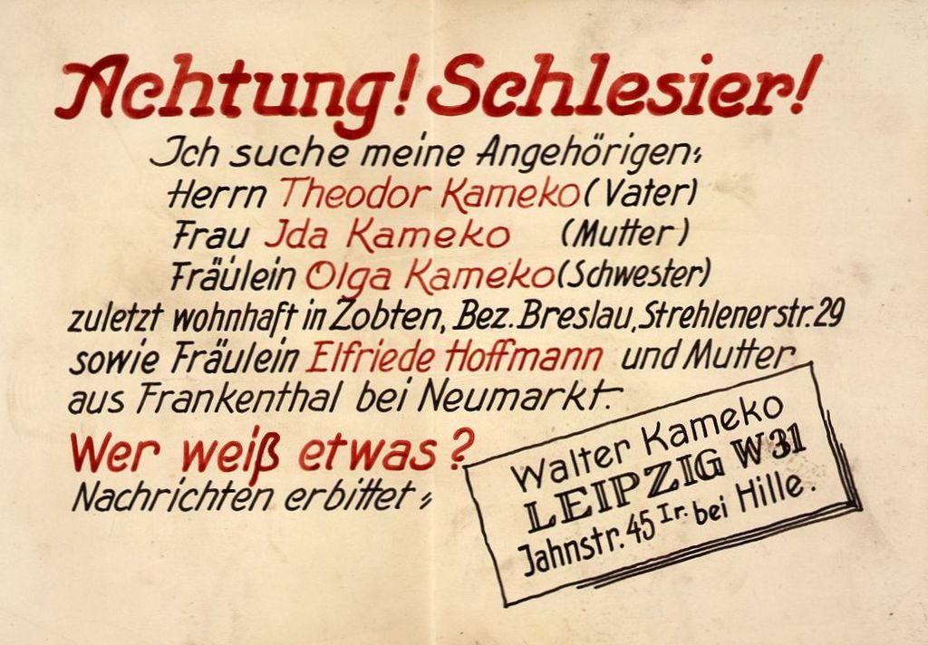 Schild: Achtung! Schlesier!, um 1945