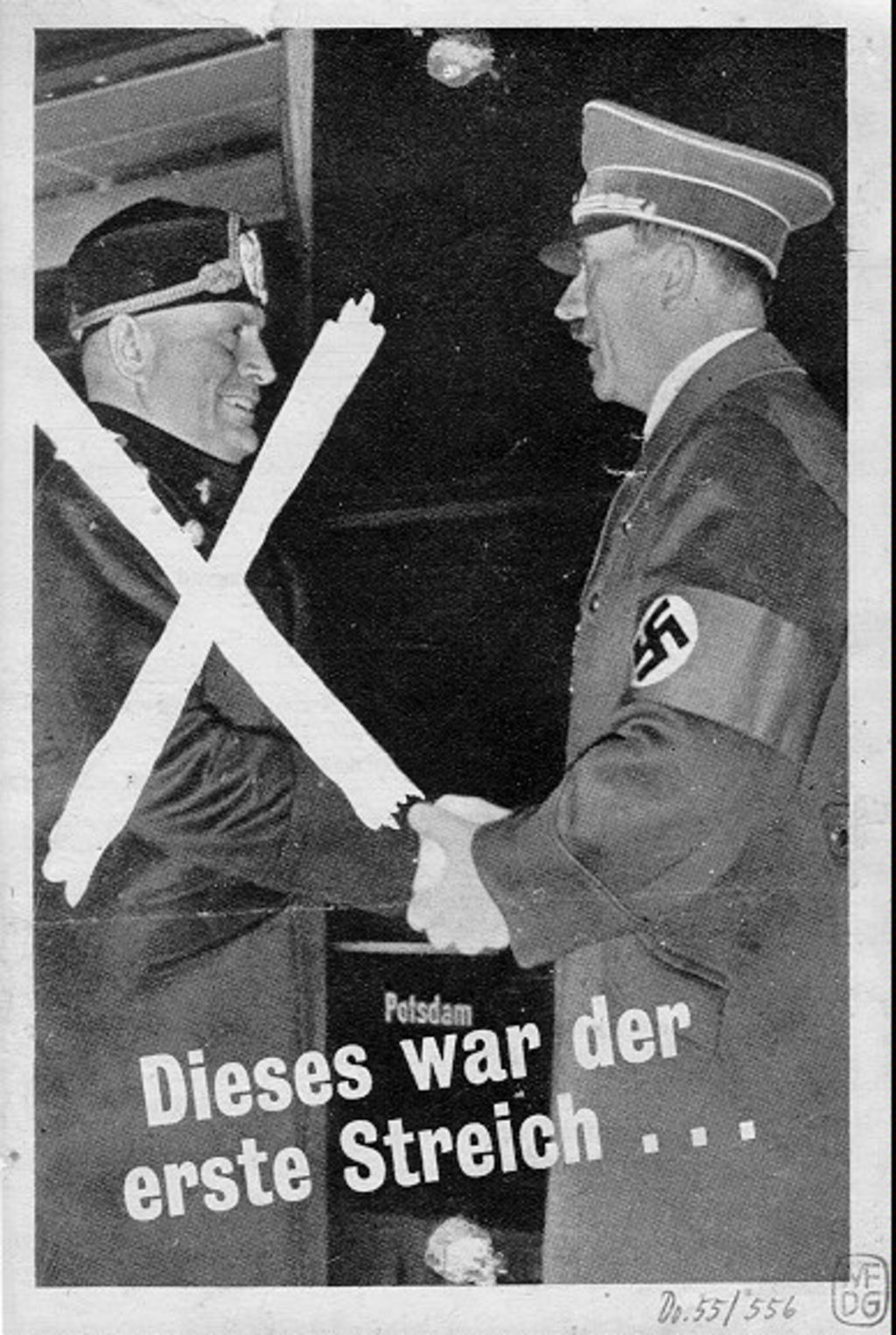 Exponat: Flugblatt: Alliiertes Abwurf-Flugblatt zum Sturz von Mussolini, 1943